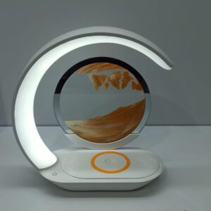 Lámpara Decorativa con Reloj de Arena y Cargador Inalámbrico