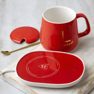 set de taza de cerámica para café con calentador eléctrico