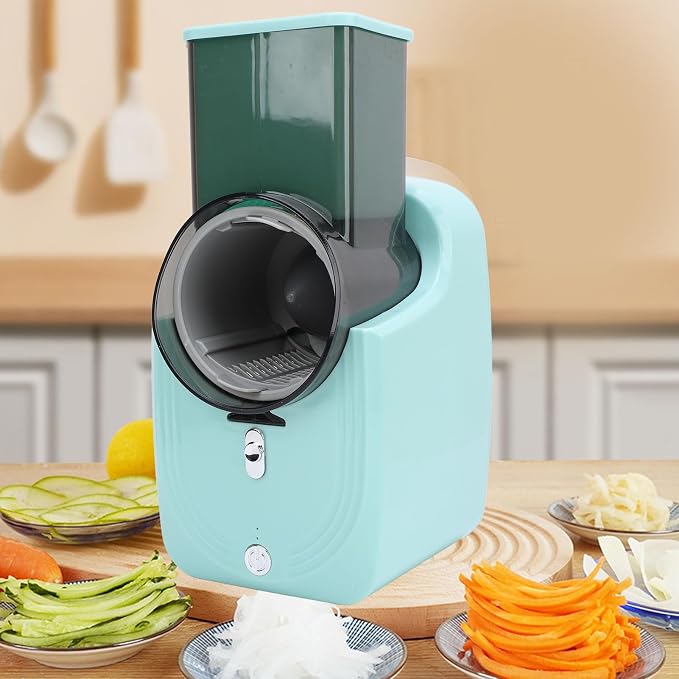 Cocina 7 Cortador Automático de Verduras ST-15 — 3 Cuchillas de Acero Intercambiables | Rebanado y Rallado