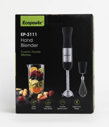 Mixer Licuadora de Mano Ecopower EP-3111 600W con Batidor